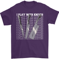 Chef I Play With Knives Mens T-Shirt 100% Cotton Purple