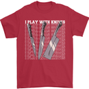 Chef I Play With Knives Mens T-Shirt 100% Cotton Red