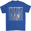 Chef I Play With Knives Mens T-Shirt 100% Cotton Royal Blue