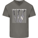 Chef I Play With Knives Mens V-Neck Cotton T-Shirt Charcoal