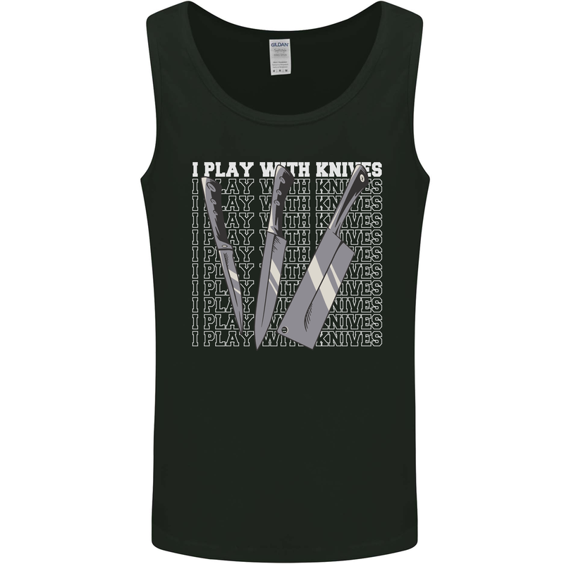 Chef I Play With Knives Mens Vest Tank Top Black