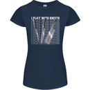 Chef I Play With Knives Womens Petite Cut T-Shirt Navy Blue