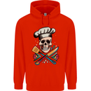 Chef Skull Childrens Kids Hoodie Bright Red