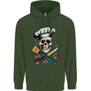 Chef Skull Childrens Kids Hoodie Forest Green