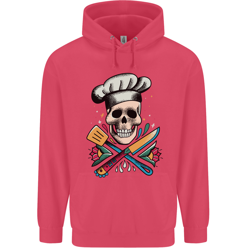 Chef Skull Childrens Kids Hoodie Heliconia