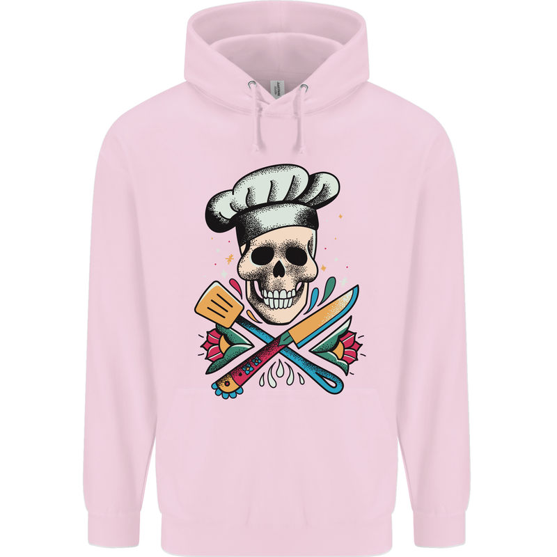 Chef Skull Childrens Kids Hoodie Light Pink