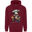 Chef Skull Childrens Kids Hoodie Maroon
