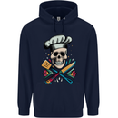 Chef Skull Childrens Kids Hoodie Navy Blue