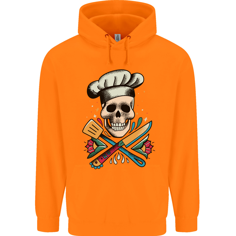 Chef Skull Childrens Kids Hoodie Orange