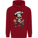 Chef Skull Childrens Kids Hoodie Red