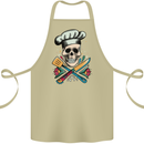 Chef Skull Cotton Apron 100% Organic Khaki