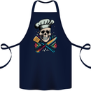 Chef Skull Cotton Apron 100% Organic Navy Blue