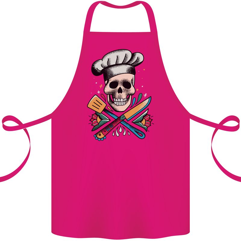Chef Skull Cotton Apron 100% Organic Pink