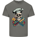 Chef Skull Mens Cotton T-Shirt Tee Top Charcoal