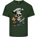 Chef Skull Mens Cotton T-Shirt Tee Top Forest Green