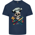 Chef Skull Mens Cotton T-Shirt Tee Top Navy Blue