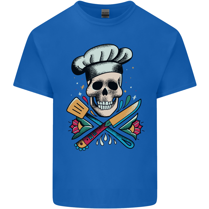 Chef Skull Mens Cotton T-Shirt Tee Top Royal Blue