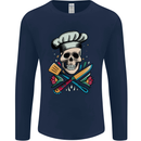 Chef Skull Mens Long Sleeve T-Shirt Navy Blue