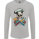 Chef Skull Mens Long Sleeve T-Shirt Sports Grey