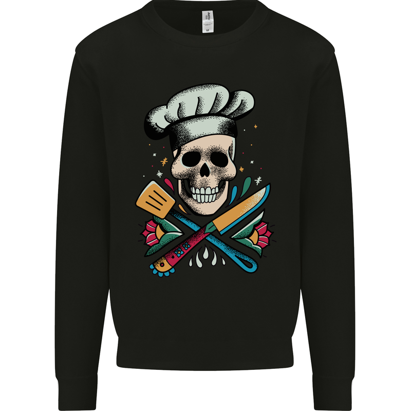 Chef Skull Mens Sweatshirt Jumper Black