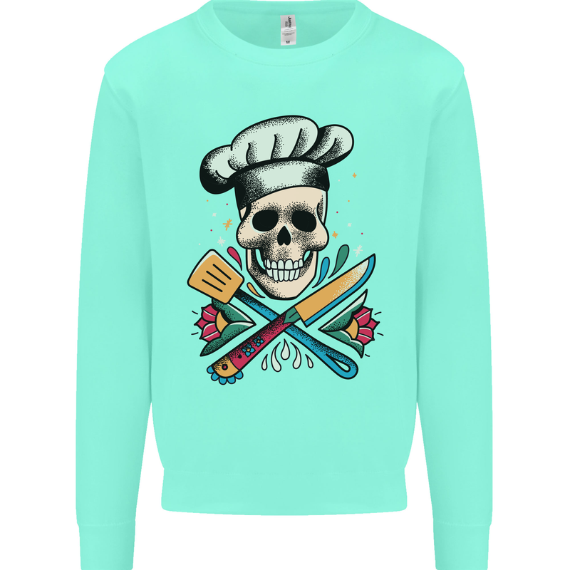 Chef Skull Mens Sweatshirt Jumper Peppermint