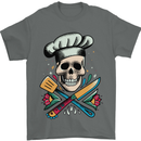 Chef Skull Mens T-Shirt 100% Cotton Charcoal