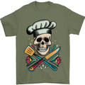 Chef Skull Mens T-Shirt 100% Cotton Military Green