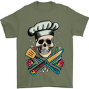 Chef Skull Mens T-Shirt 100% Cotton Military Green