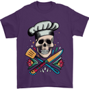 Chef Skull Mens T-Shirt 100% Cotton Purple