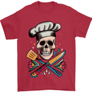 Chef Skull Mens T-Shirt 100% Cotton Red