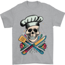 Chef Skull Mens T-Shirt 100% Cotton Sports Grey