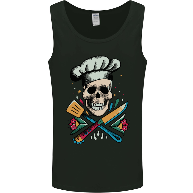 Chef Skull Mens Vest Tank Top Black