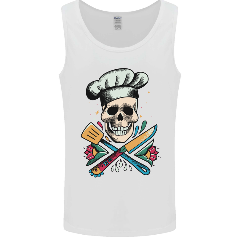 Chef Skull Mens Vest Tank Top White