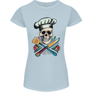 Chef Skull Womens Petite Cut T-Shirt Light Blue