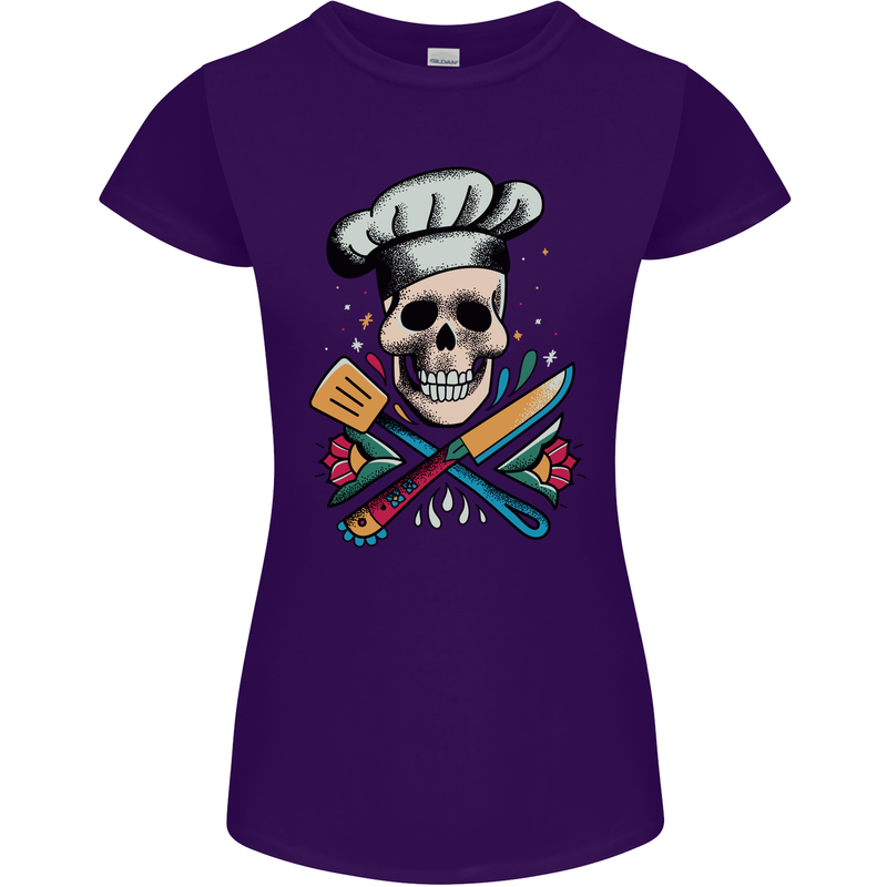Chef Skull Womens Petite Cut T-Shirt Purple