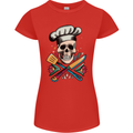 Chef Skull Womens Petite Cut T-Shirt Red