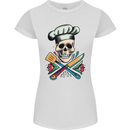 Chef Skull Womens Petite Cut T-Shirt White