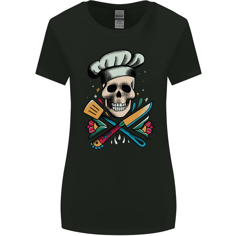 Chef Skull Womens Wider Cut T-Shirt Black