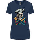 Chef Skull Womens Wider Cut T-Shirt Navy Blue
