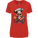 Chef Skull Womens Wider Cut T-Shirt Red