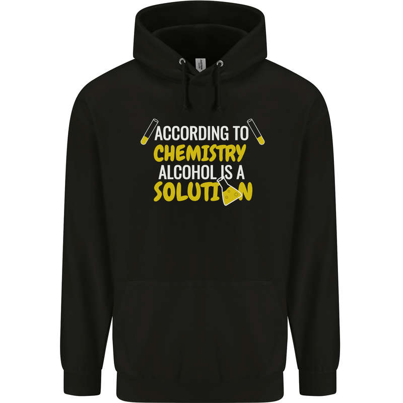 Chemistry Alcohol Is a Solution Funny Mens 80% Cotton Hoodie Black