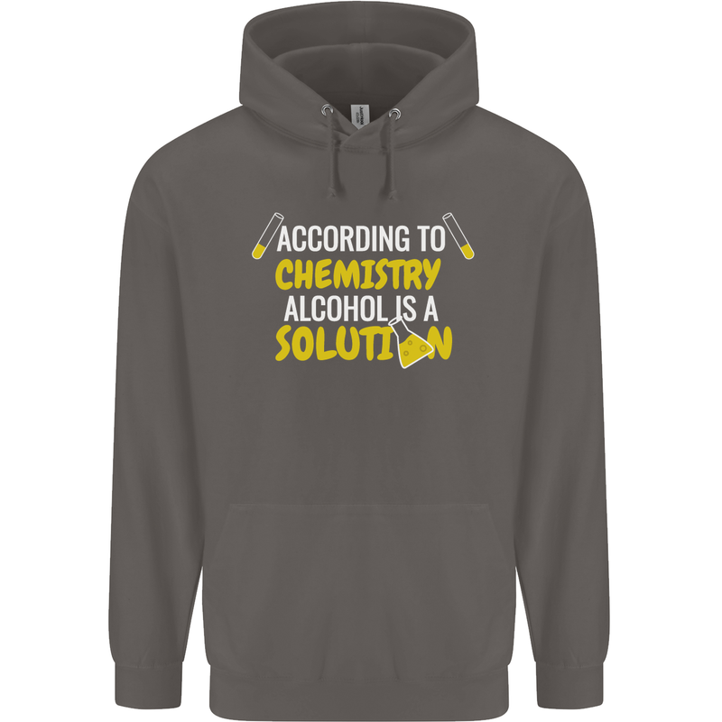 Chemistry Alcohol Is a Solution Funny Mens 80% Cotton Hoodie Charcoal