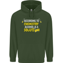 Chemistry Alcohol Is a Solution Funny Mens 80% Cotton Hoodie Forest Green