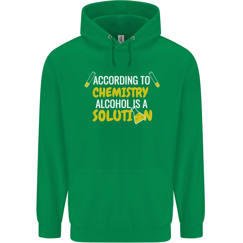 Chemistry Alcohol Is a Solution Funny Mens 80% Cotton Hoodie Irish Green