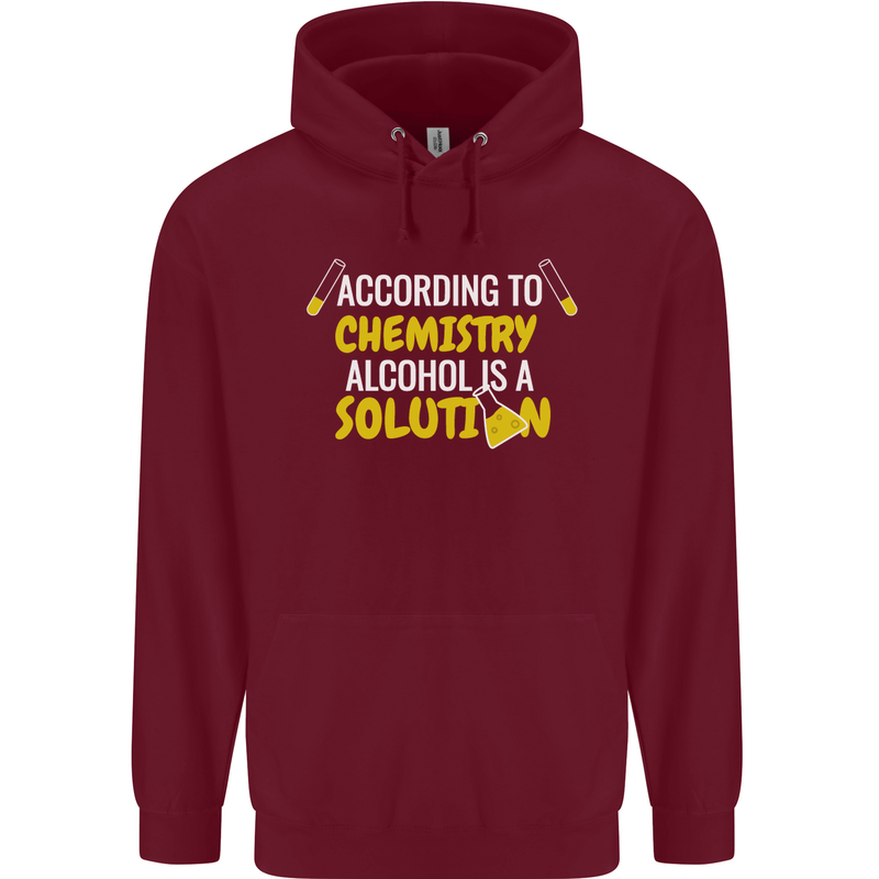 Chemistry Alcohol Is a Solution Funny Mens 80% Cotton Hoodie Maroon