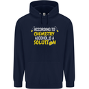 Chemistry Alcohol Is a Solution Funny Mens 80% Cotton Hoodie Navy Blue