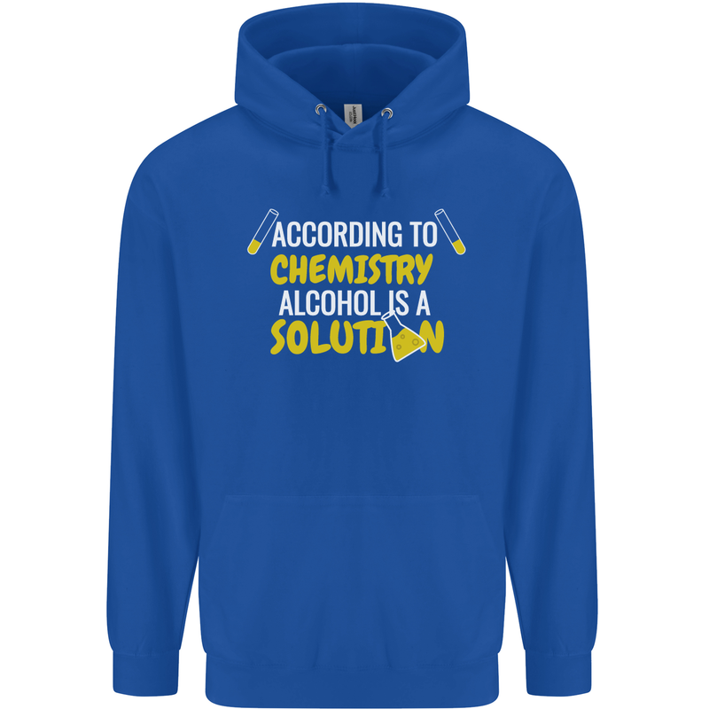 Chemistry Alcohol Is a Solution Funny Mens 80% Cotton Hoodie Royal Blue