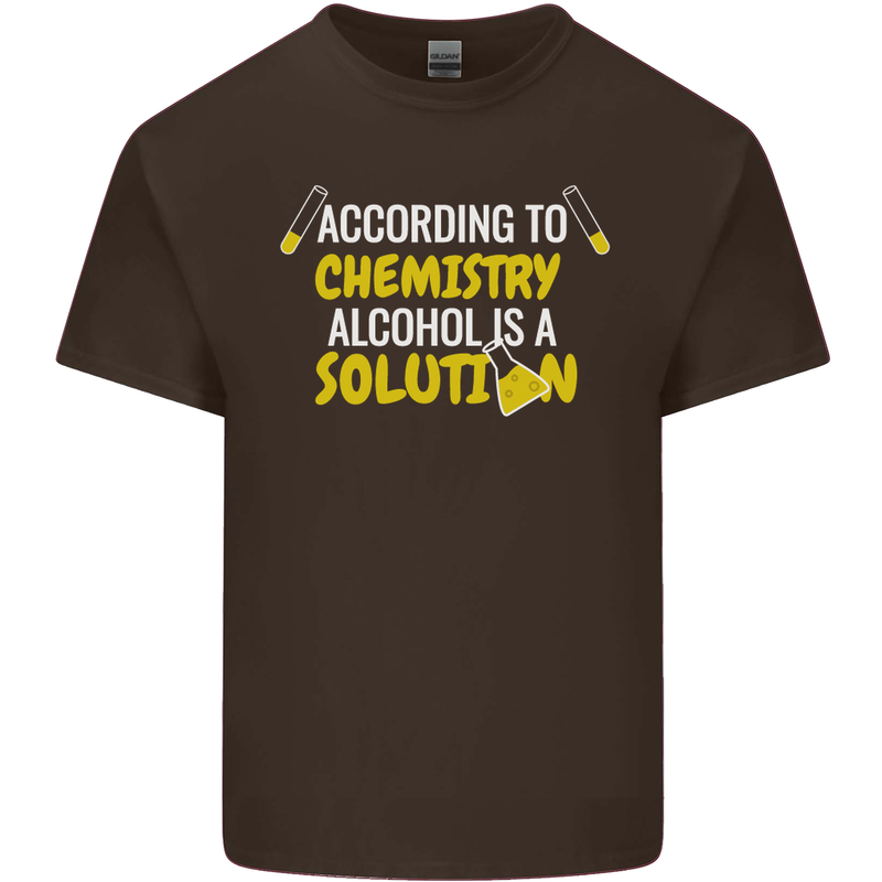 Chemistry Alcohol Is a Solution Funny Mens Cotton T-Shirt Tee Top Dark Chocolate