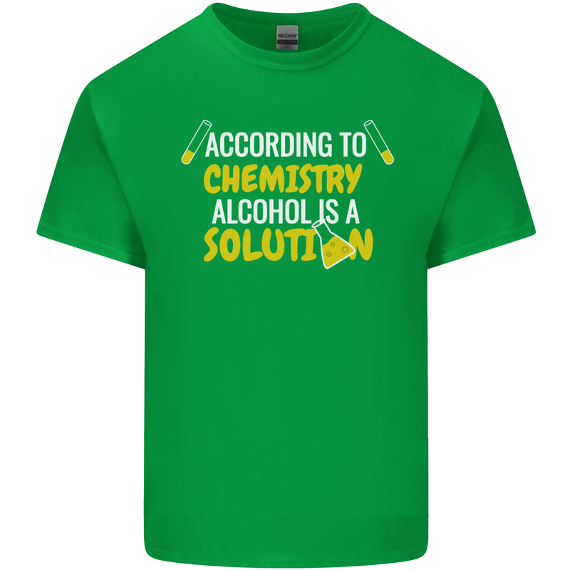Chemistry Alcohol Is a Solution Funny Mens Cotton T-Shirt Tee Top Irish Green