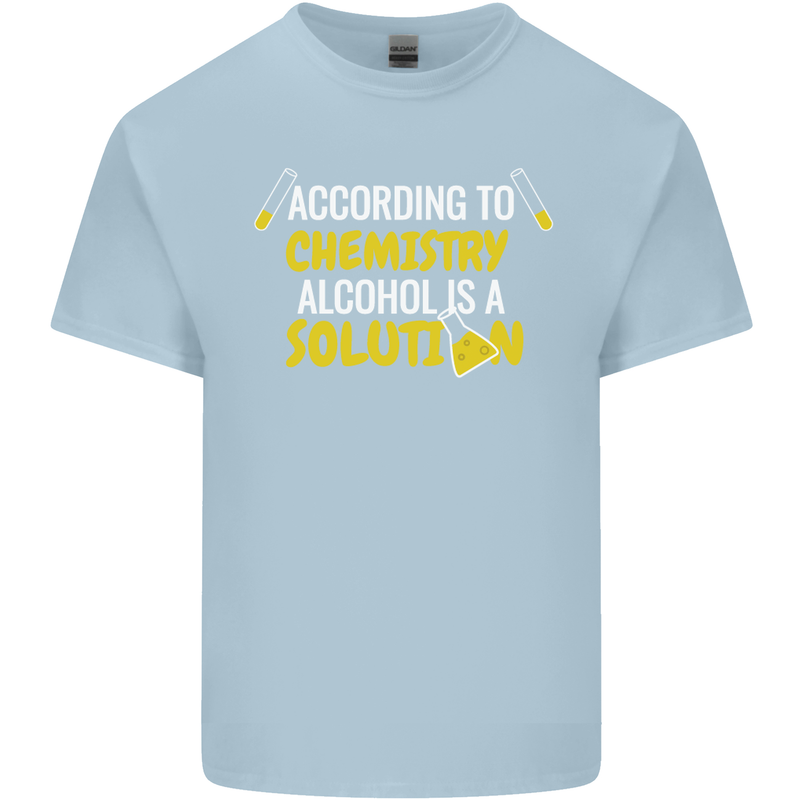 Chemistry Alcohol Is a Solution Funny Mens Cotton T-Shirt Tee Top Light Blue